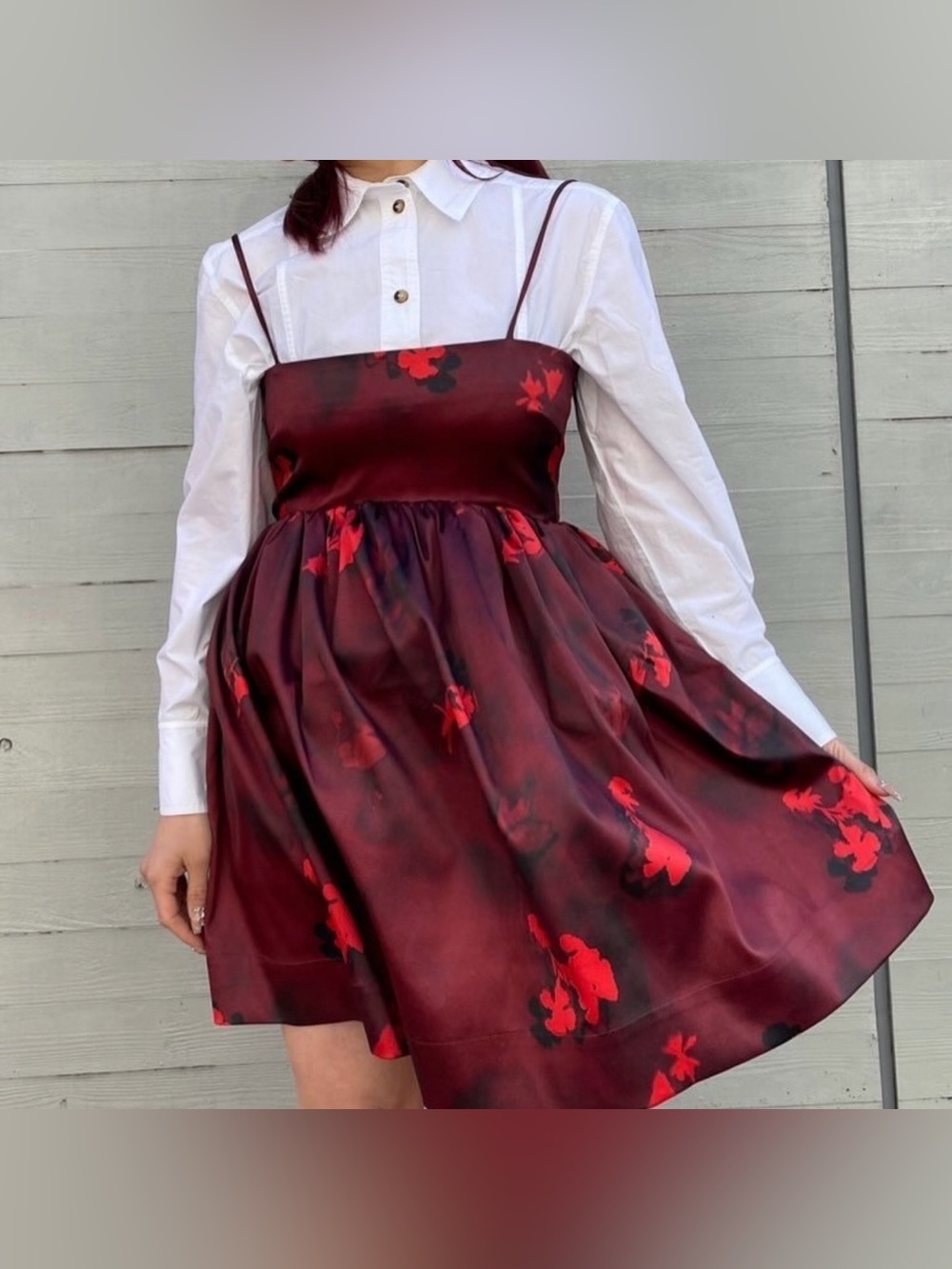 Ganni Floral Satin Minidress